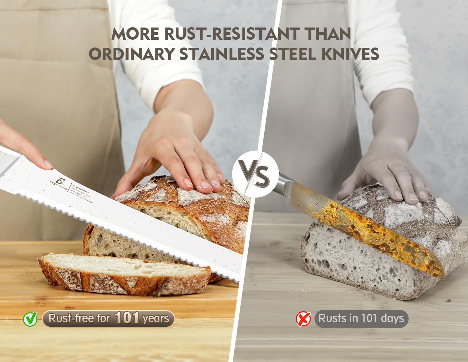 CoquusAid five-thickness slicing guide helps achieve consistent cake or toast thickness.