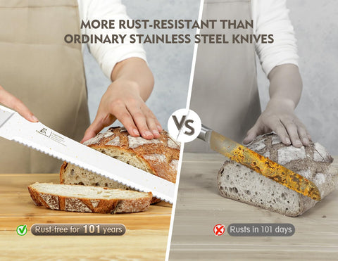 CoquusAid five-thickness slicing guide helps achieve consistent cake or toast thickness.
