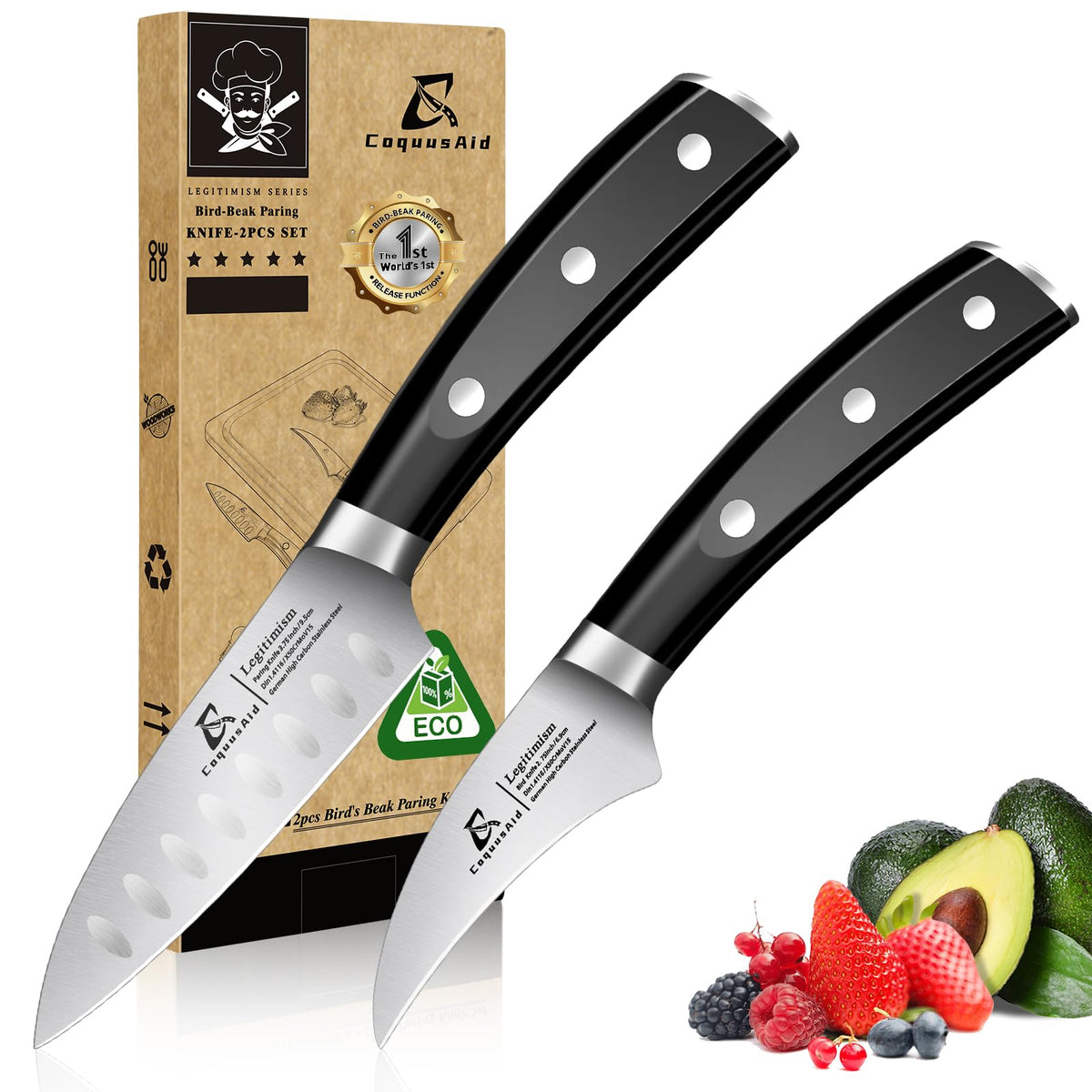 CoquusAid paring knife 3.8-inch precision for fruit prep
