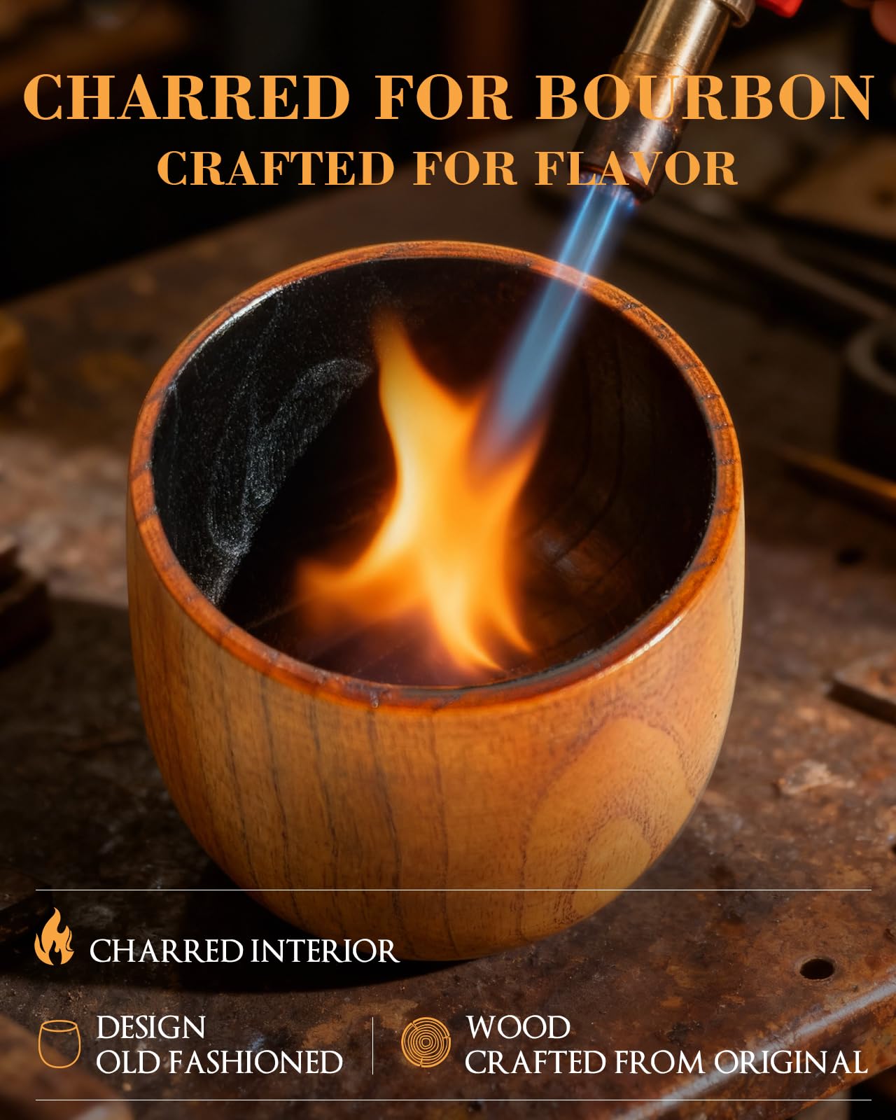 Coralogo insulated wooden glass helps maintain drink temperature.
