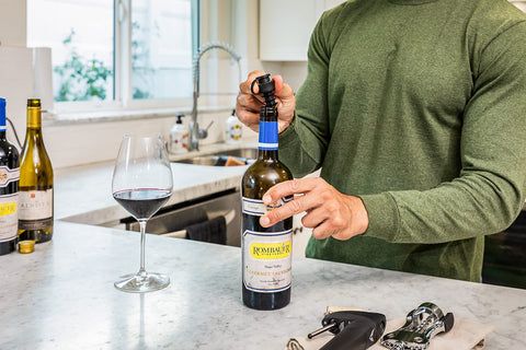 Coravin Pivot Stoppers bottle preservation closeup showing secure seal and extended freshness potential.