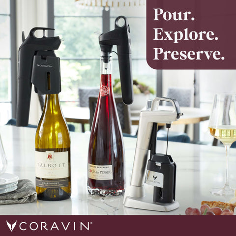 CORAVIN Timeless Three Plus needle close-up: precise puncture minimizes wine loss.