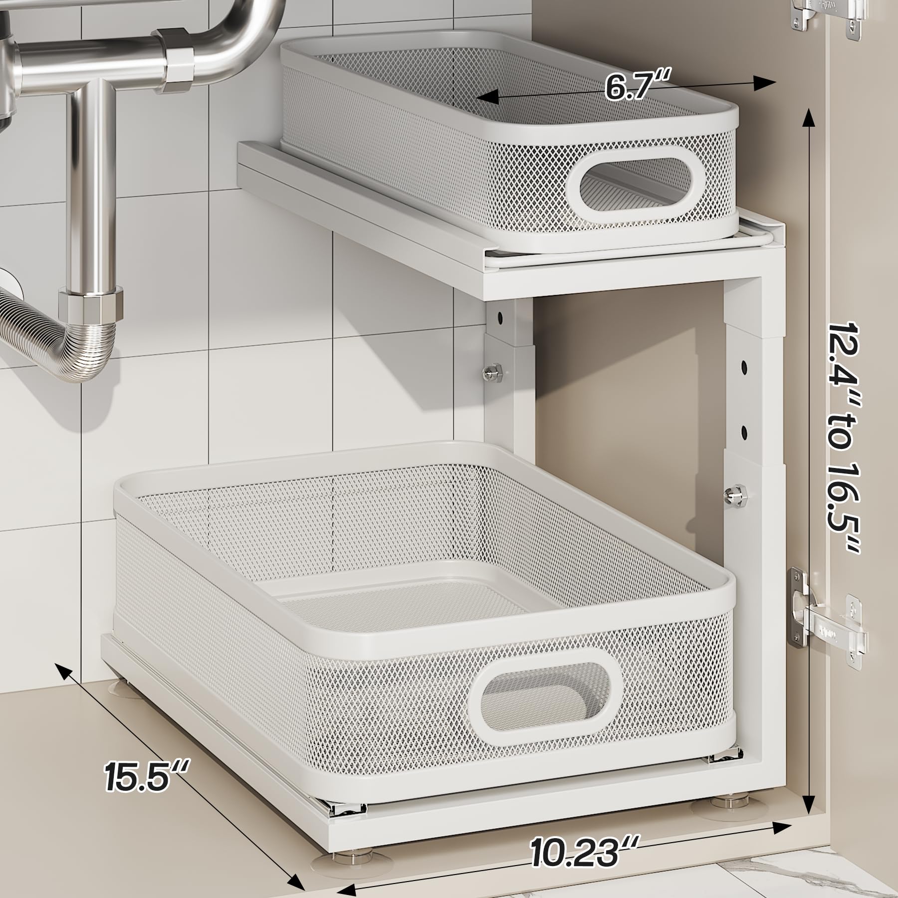Corbyles two-tier pull-out drawers providing front-to-back access