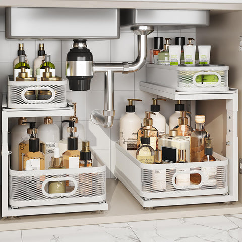 Corbyles under-sink organizer with ball-bearing slides for smooth operation