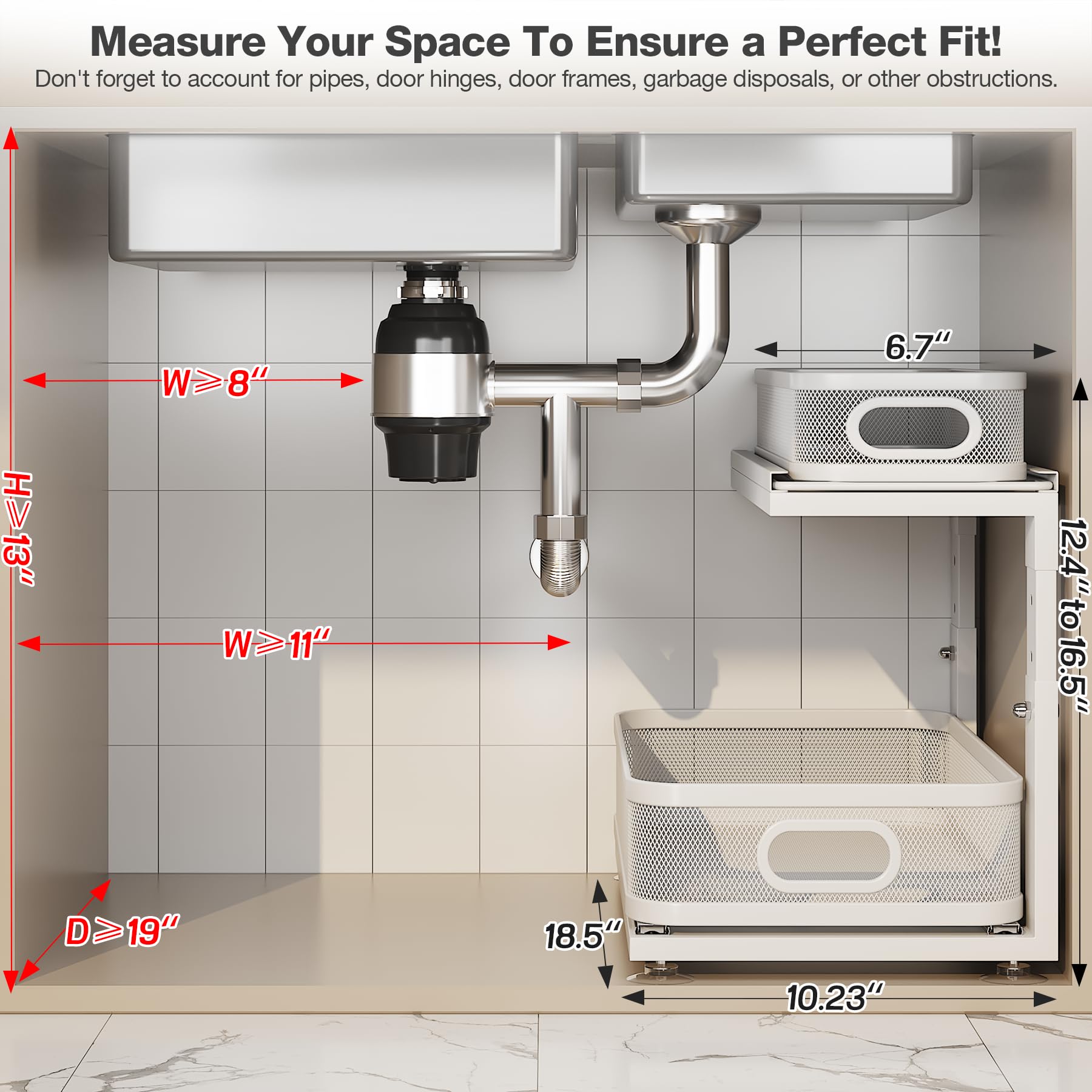 Corbyles mesh compartments keep large bottles upright and small items organized.