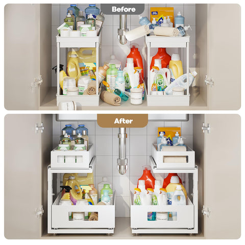 Corbyles under sink organizer durable frame supports heavy cleaners without tipping.