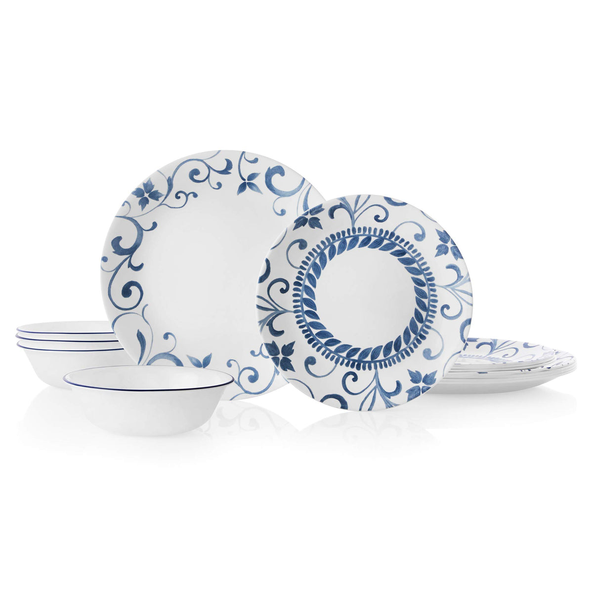 Corelle Artemis 12pc dinner set displayed for four, highlighting durable everyday dining