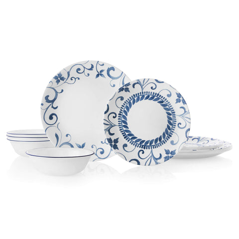 Corelle Artemis 12pc dinner set displayed for four, highlighting durable everyday dining