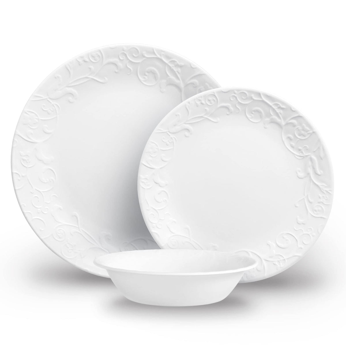 Corelle Bella Faenza dinnerware collection, durable and elegant for everyday meals.