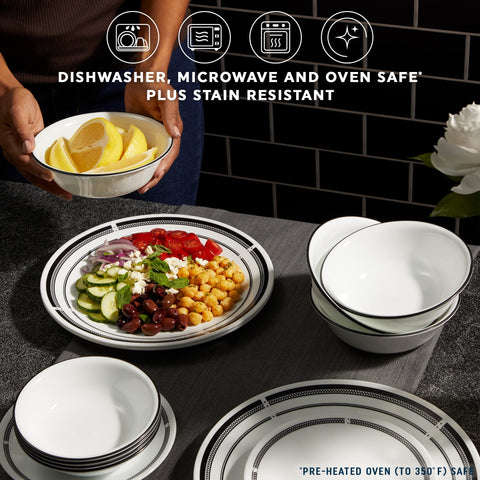 Corelle Brasserie 18-ounce soup bowls ideal for soups and cereals.