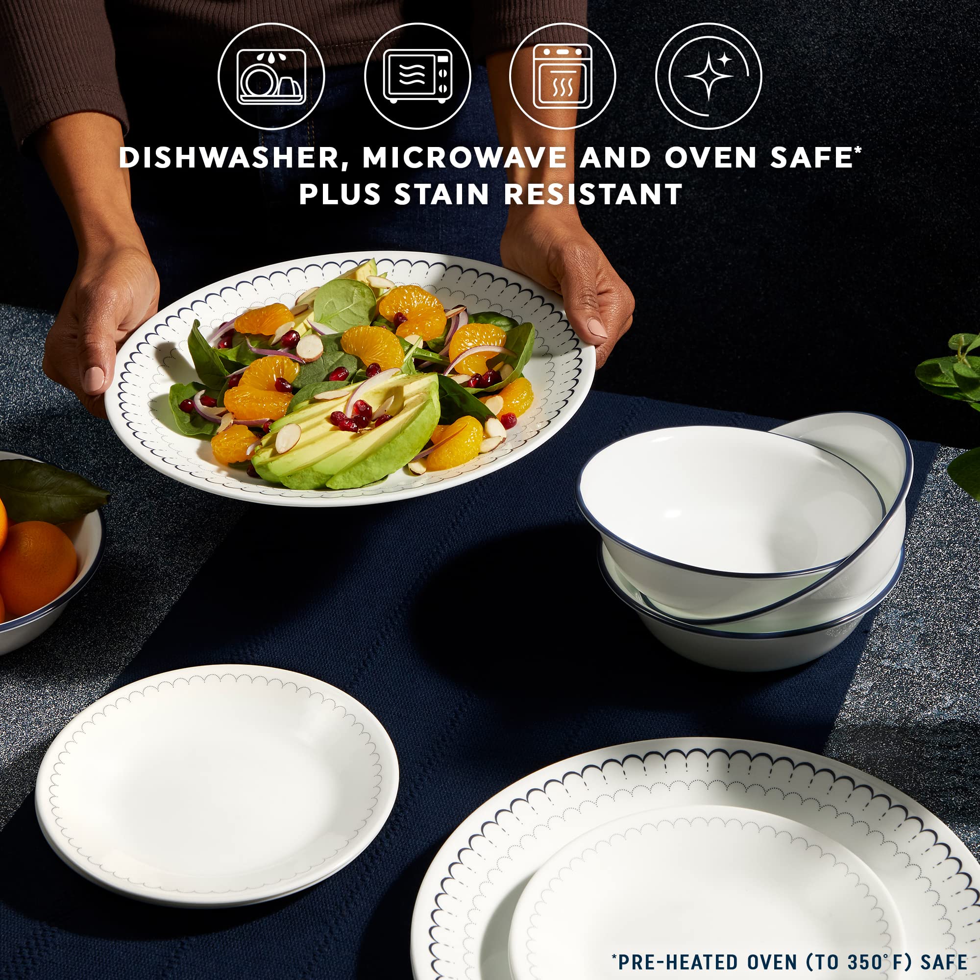Corelle Caspian 18-ounce soup bowls, great for soups and cereals.