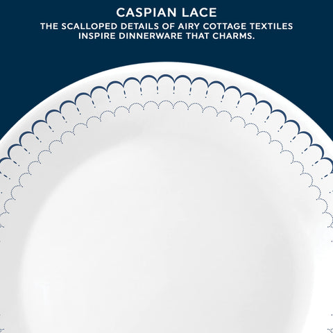 Corelle Caspian Vitrelle triple-layer glass emphasizes light yet durable construction.