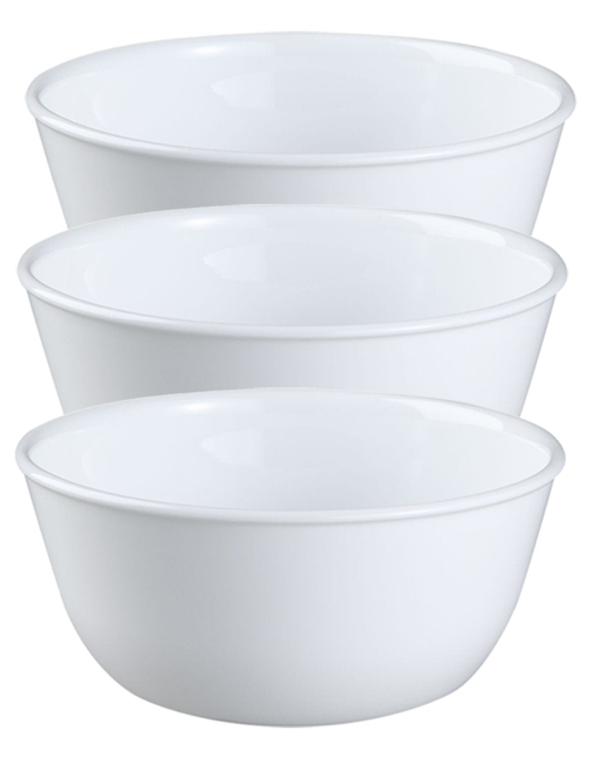 Corelle Coordinates Winter Frost White 28 oz bowl ideal for soups and cereals.