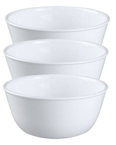 Corelle Coordinates Winter Frost White 28 oz bowl ideal for soups and cereals.