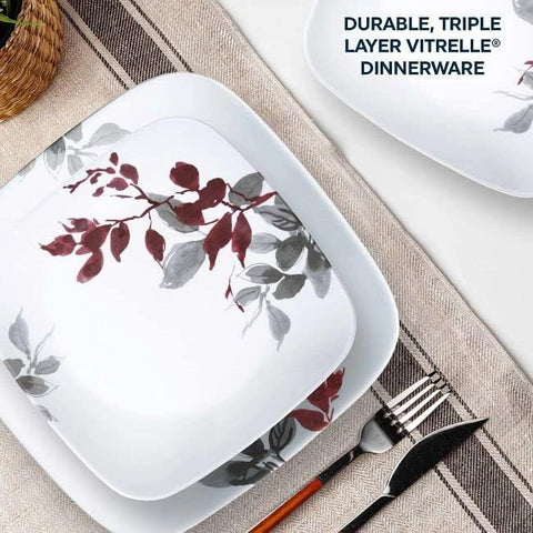 Corelle Kyoto Leaves salad plates stacked, highlighting lightweight design