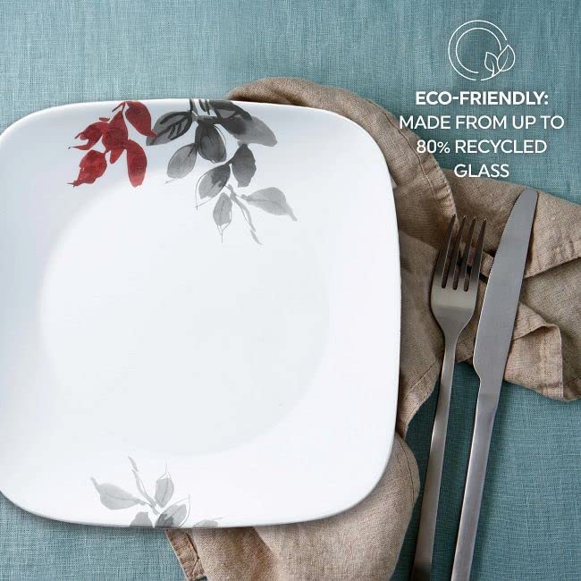 Corelle Kyoto Leaves 16-piece service for four, compact and organized for storage
