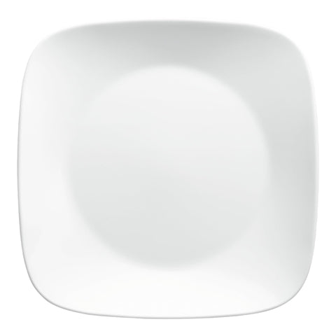 Stacked Corelle plates demonstrate lightweight, space-saving dinnerware ideal for compact cabinets.