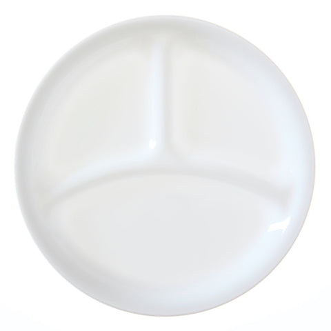 Corelle Livingware divided dish in Winter Frost White, ideal for portion-controlled meals.