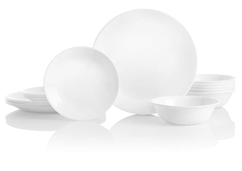 Corelle Winter Frost White soup bowls, versatile for soups and cereals.