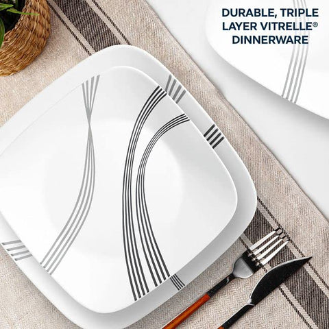 Corelle Urban Arc salad plates arranged for family dining and sides