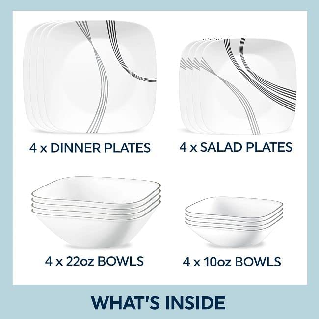 Corelle Urban Arc table setting showcases contemporary white and gray lines