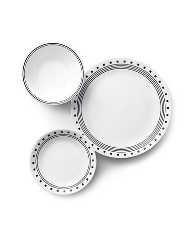 Corelle Vitrelle appetizer plates, city-block pattern ideal for casual entertaining