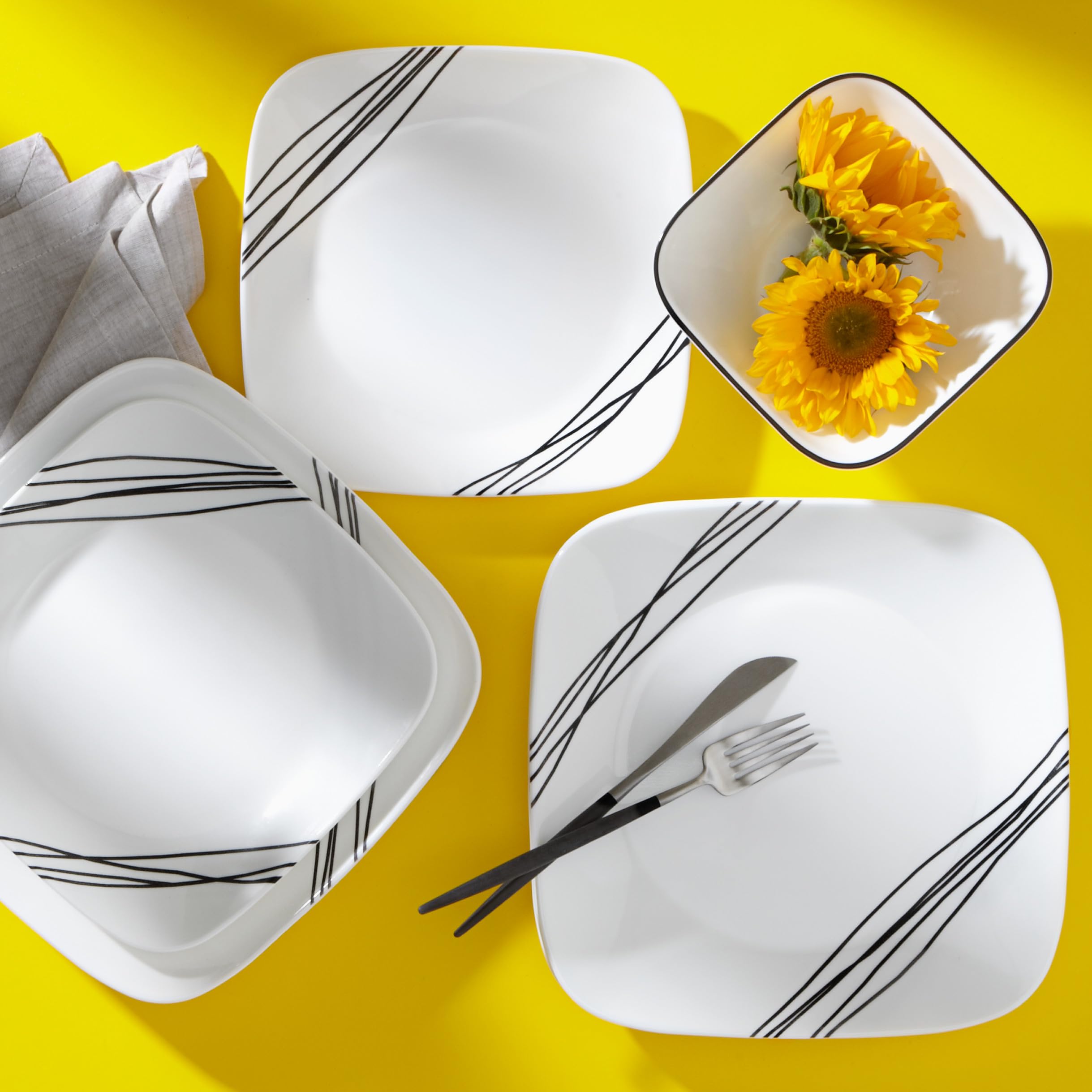Corelle Vitrelle bowls in square form for versatile serving and easy stacking