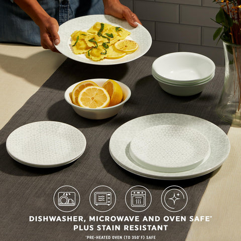 Corelle Vitrelle Knox dining setup showing timeless, minimalist table aesthetics