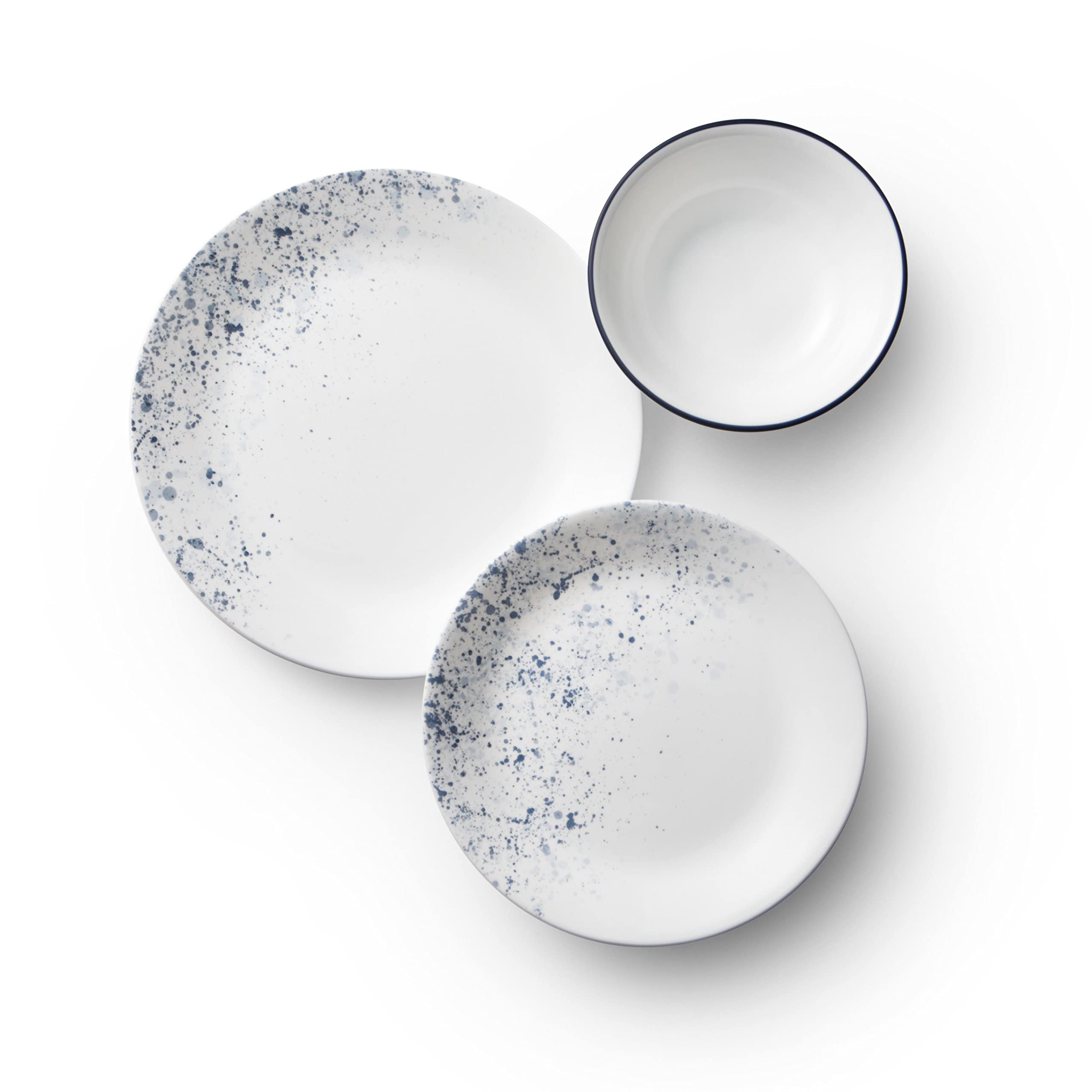 Corelle Vitrelle Indigo Speckle salad plates add color and lightweight convenience.