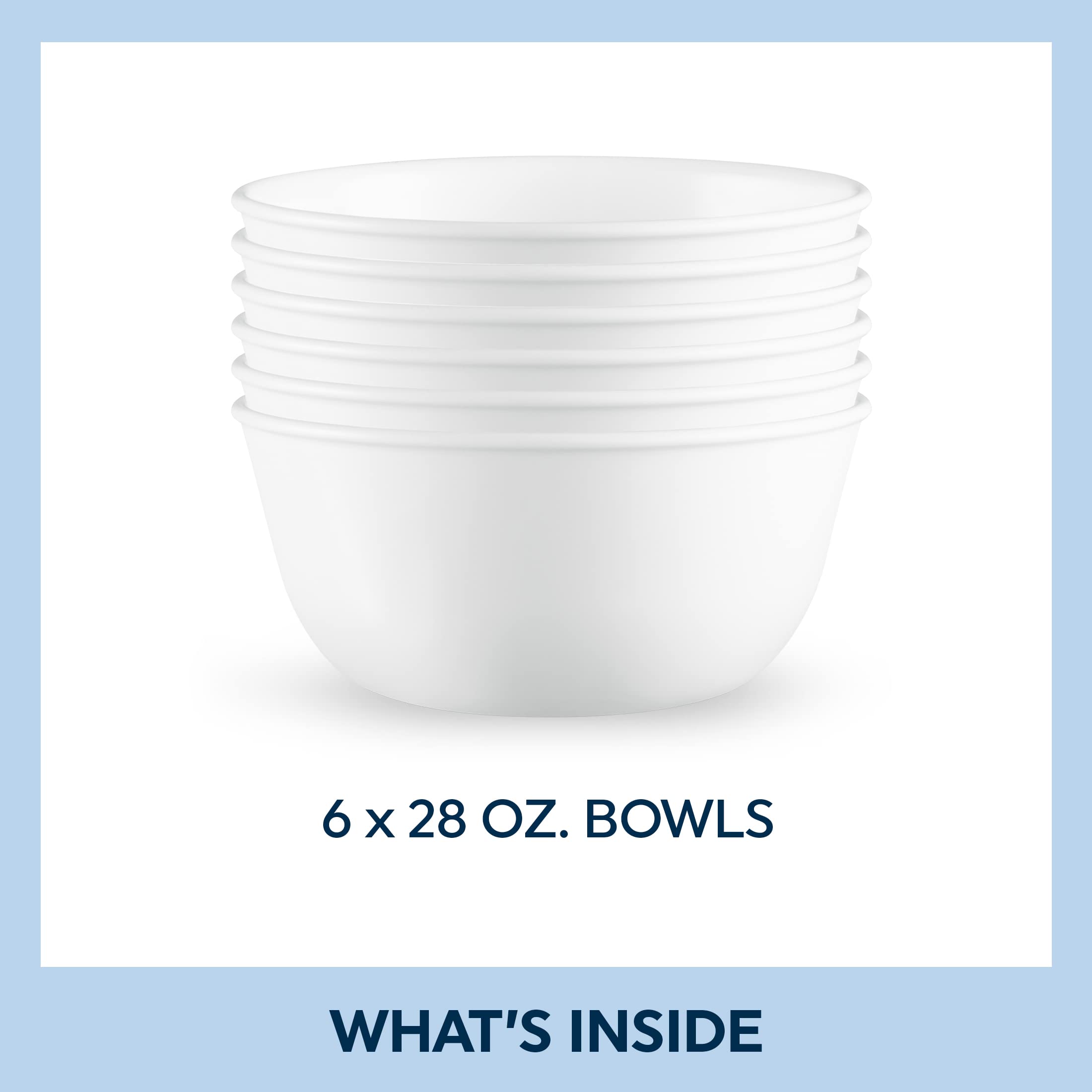 Corelle Vitrelle 28-oz bowl highlights transparent walls for colorful soups and cereals.