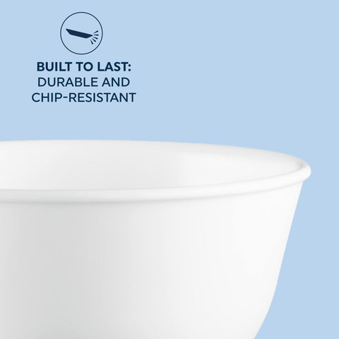 Corelle Vitrelle 28-oz soup bowl ready for microwave reheats and quick meals.
