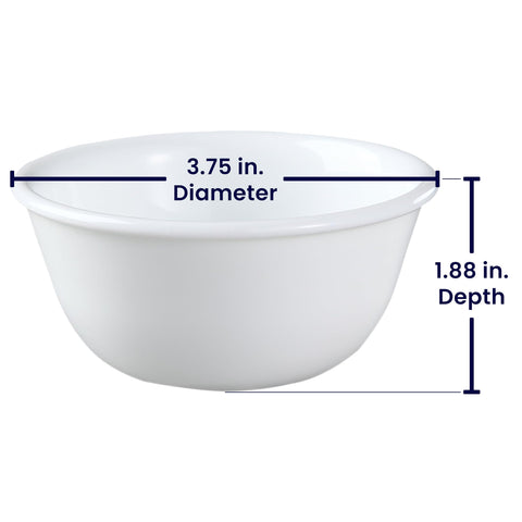 Corelle Vitrelle 6oz ramekin for desserts and ice cream, lightweight and stackable.
