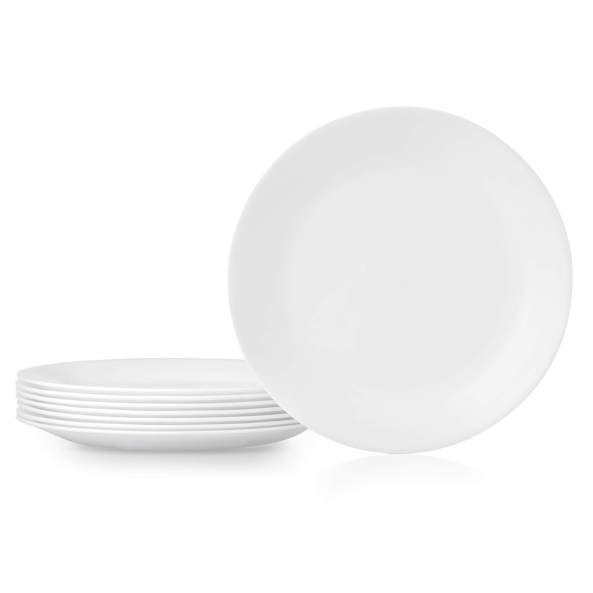 Corelle Vitrelle 8-piece dinner plates set in Frost White for everyday meals and easy stacking