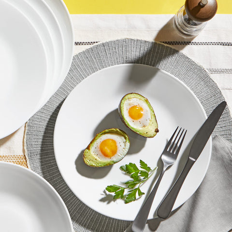 Corelle Vitrelle chip-resistant glass supports everyday dining.