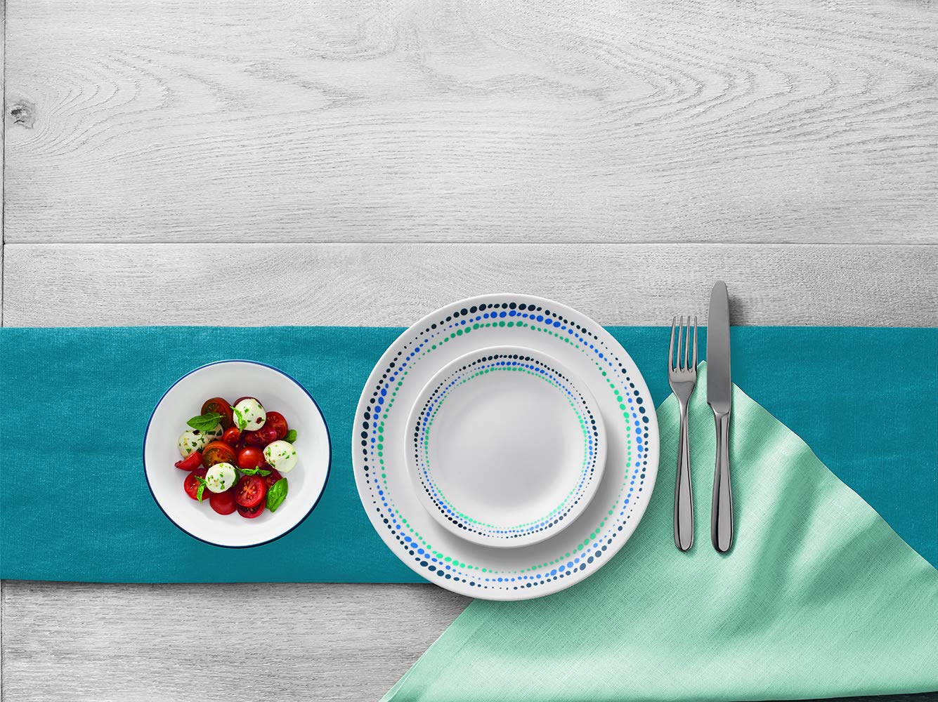 Corelle Vitrelle dining table setup ready for everyday meals.