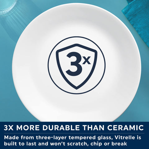 Corelle Vitrelle dishwasher-safe plates simplify post-dinner cleanup.
