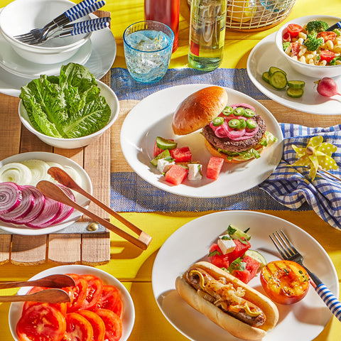Corelle Vitrelle salad/appetizer plates shown on table.