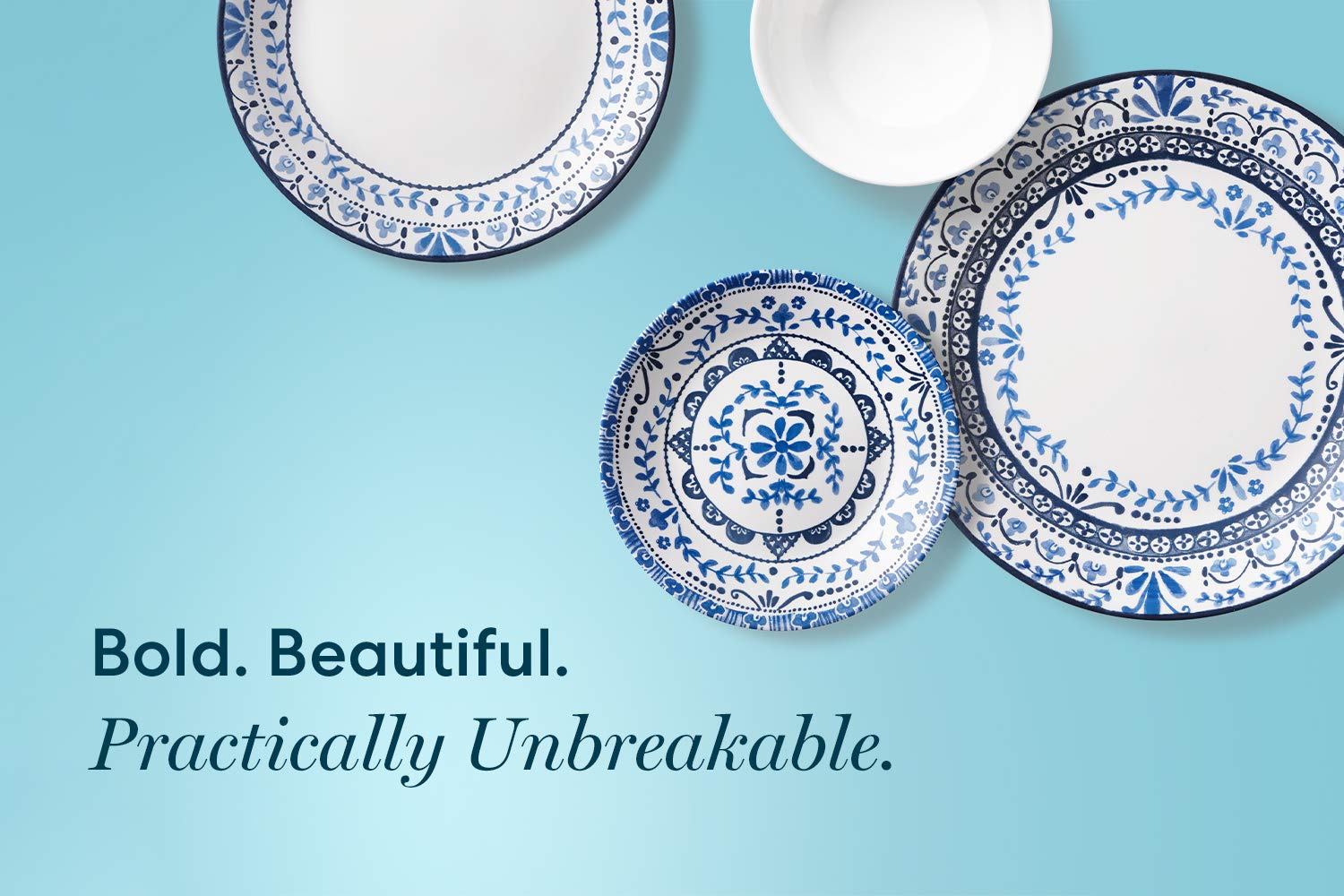 Corelle Vitrelle Portofino table setting highlighting casual elegance and ease of care.