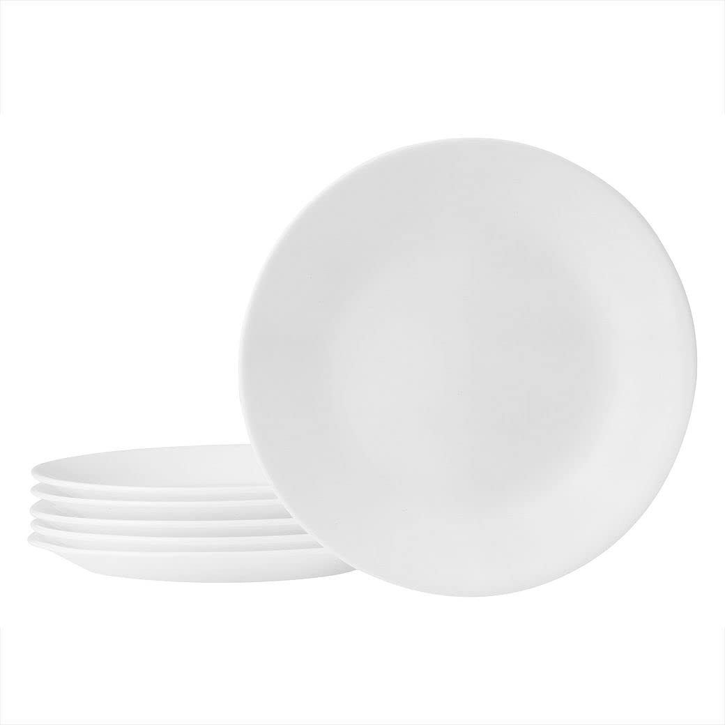 Corelle Vitrelle 6-3/4 inch salad plates in white for appetizers and easy stacking.