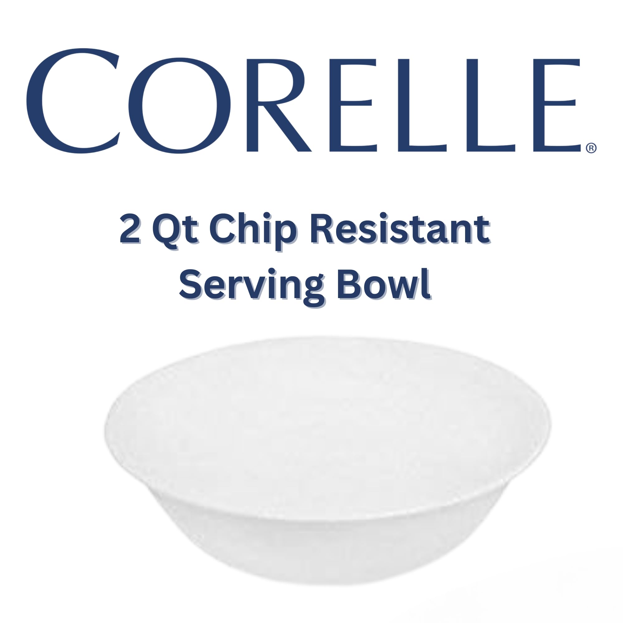 Corelle White 1qt bowl closeup, highlighting durable glaze.