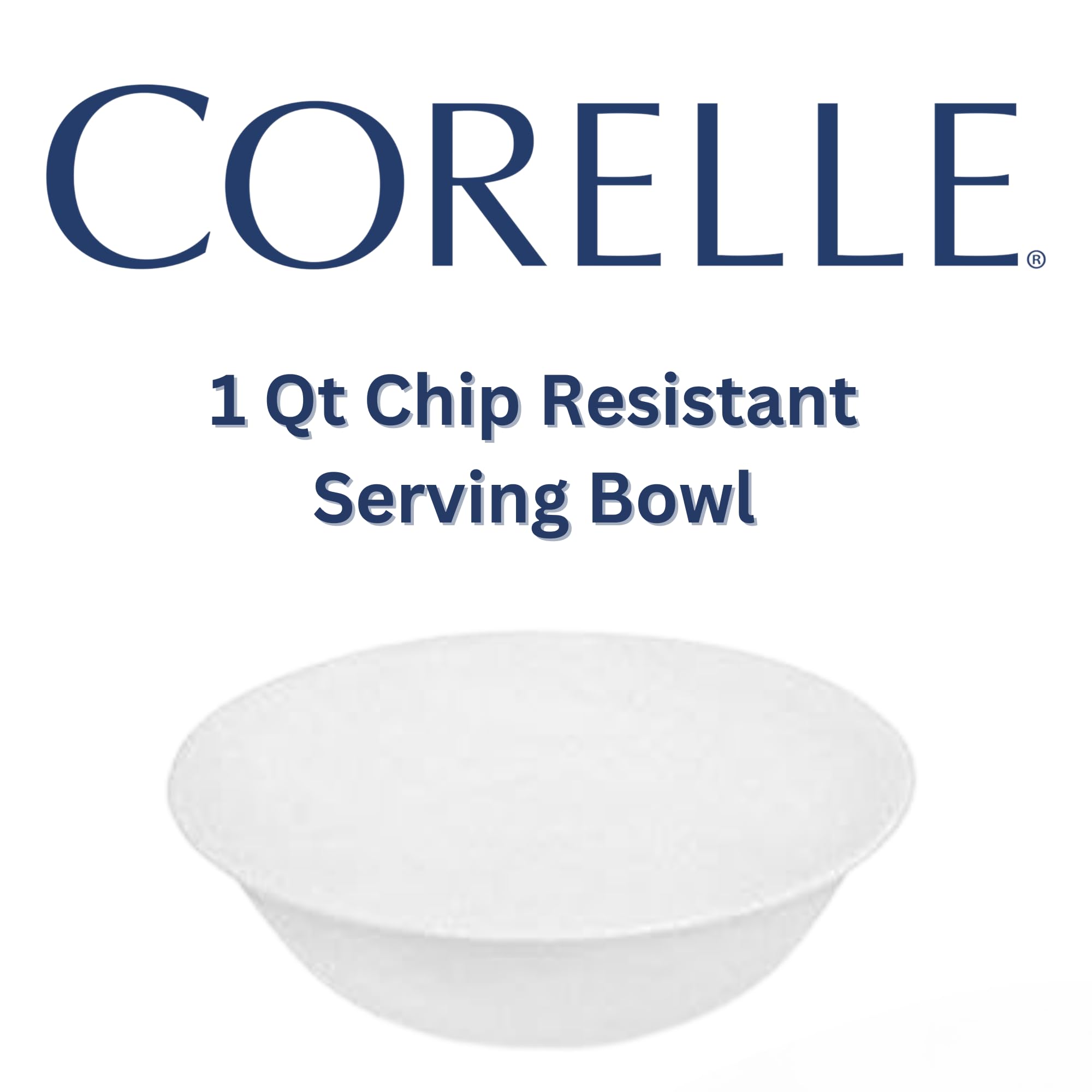 Corelle White 2qt bowl closeup, showing smooth, easy-clean surface.