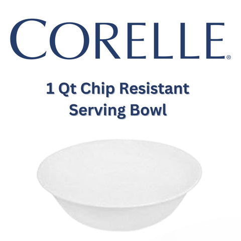 Corelle White 2qt bowl closeup, showing smooth, easy-clean surface.