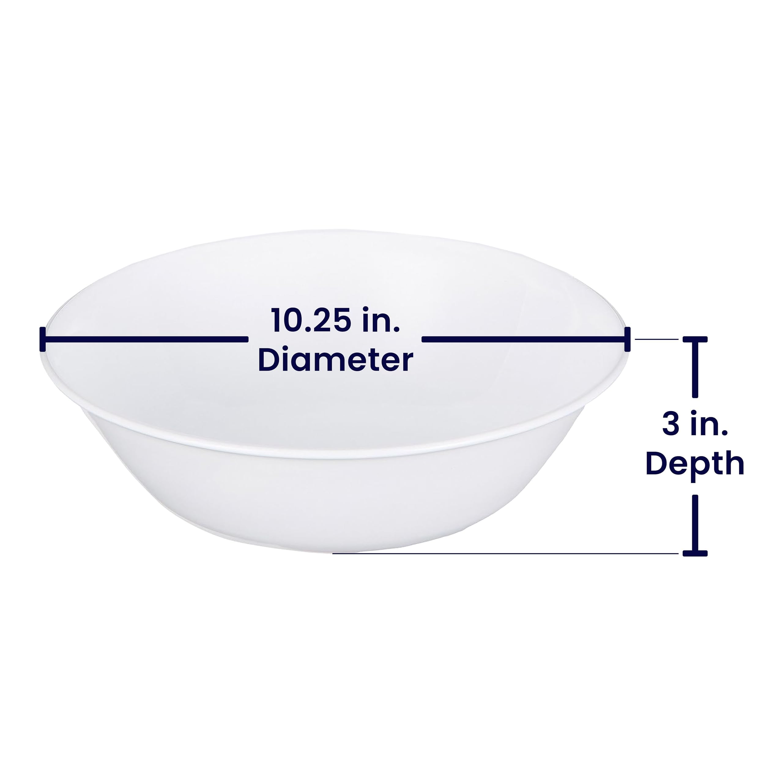 Corelle Winter Frost White bowl interior view highlighting smooth rim and versatile use.