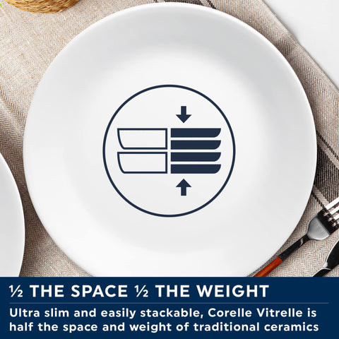 Corelle Winter Frost White oven-safe up to 175 C for versatile cooking tasks.