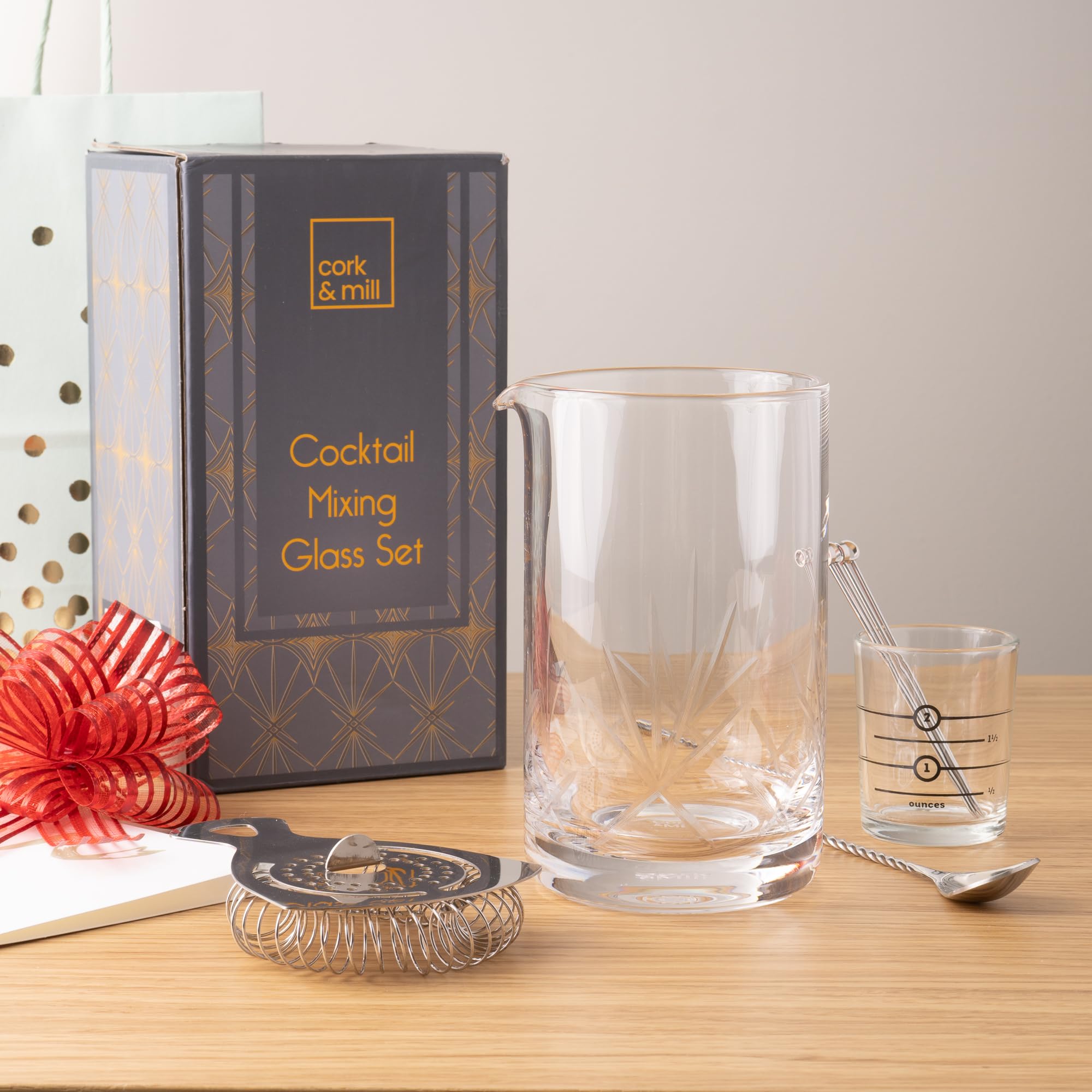 Cork & Mill 2 oz jigger for precise, repeatable measurements.
