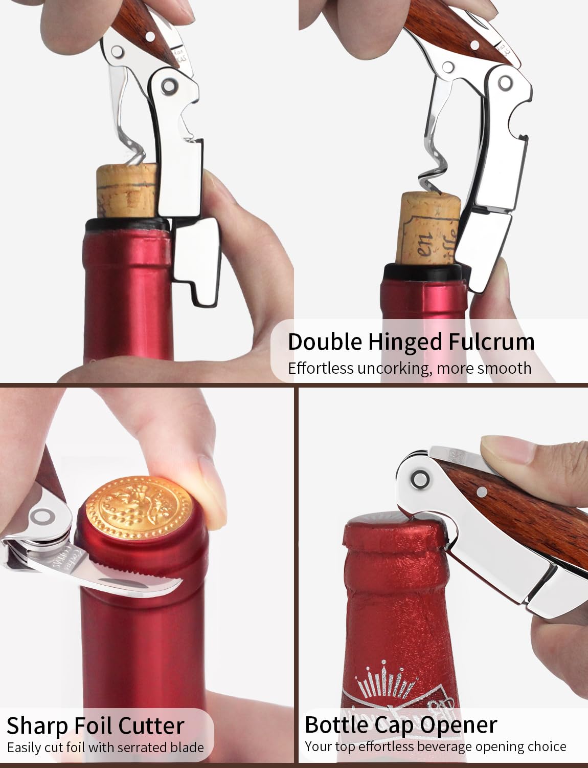CORKAS Prestige foil cutter built-in for quick foil removal during service.