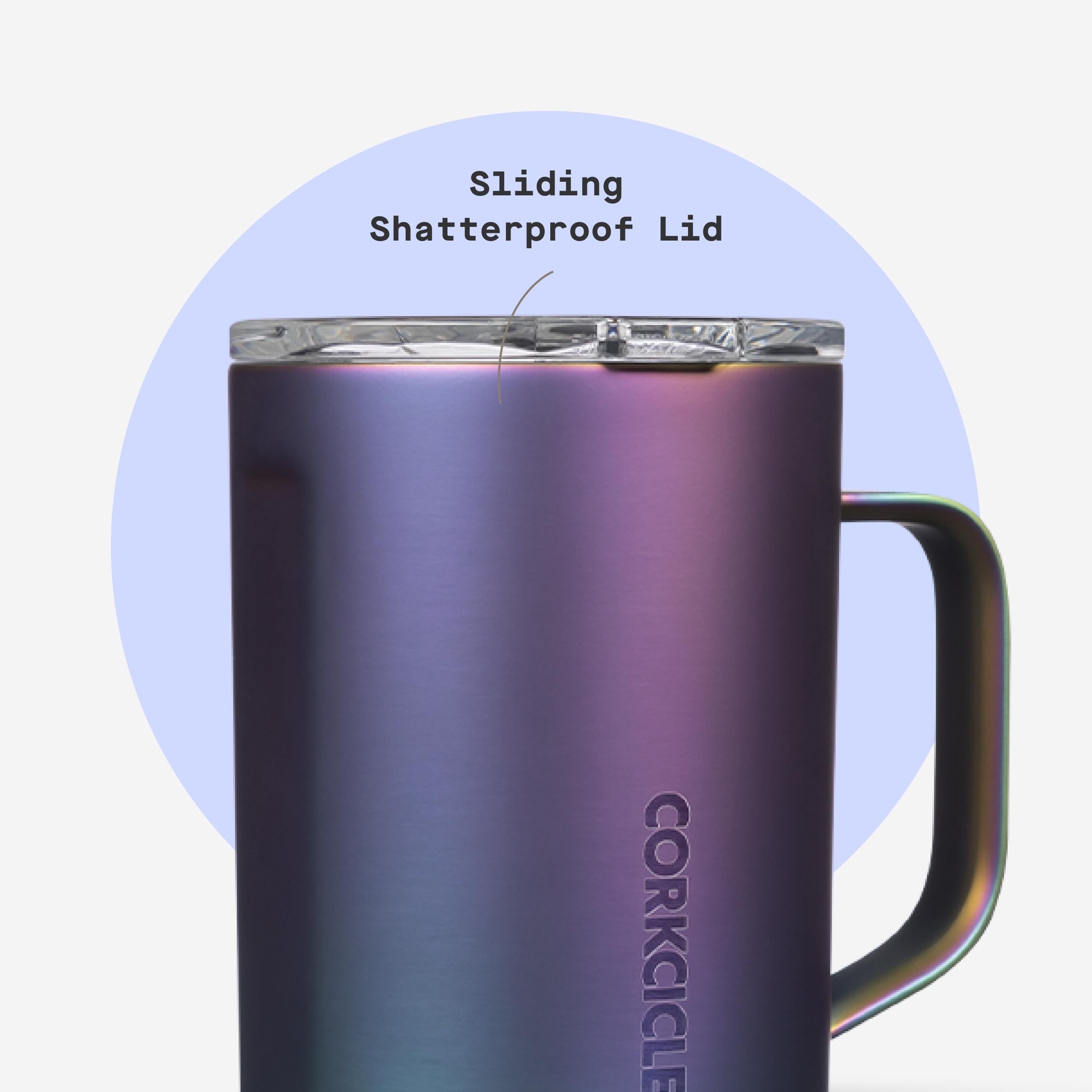 Corkcicle Classic Coffee Mug Dragonfly wide mouth simplifies cleaning and filling