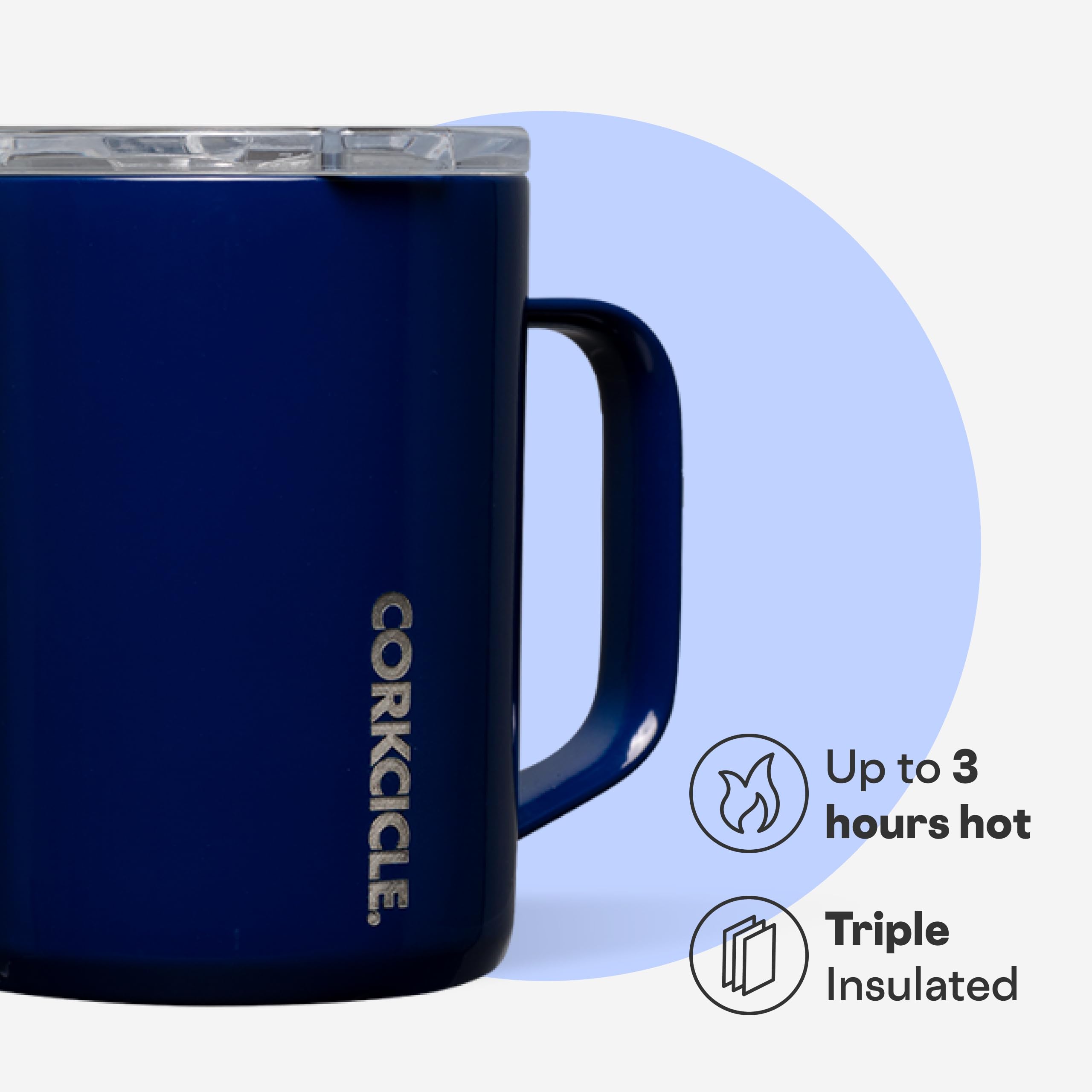 Corkcicle Classic Coffee Mug easy-grip flat sides for secure handling at work.