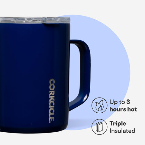 Corkcicle Classic Coffee Mug easy-grip flat sides for secure handling at work.