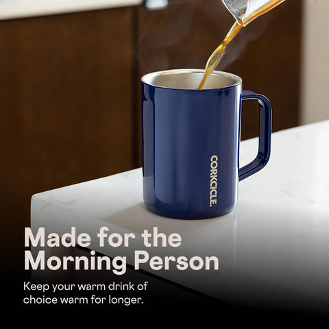 Corkcicle Classic Coffee Mug Gloss Midnight Navy finish suits daily routines.